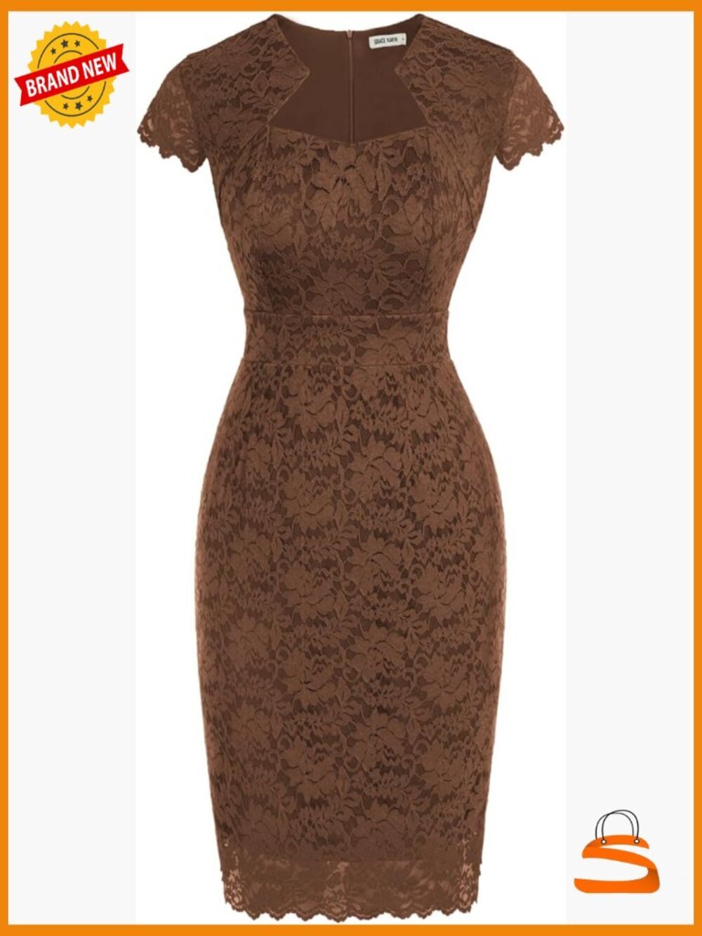 Cocktail Dress with Cap Sleeves and Lace Detail for Wedding Guest